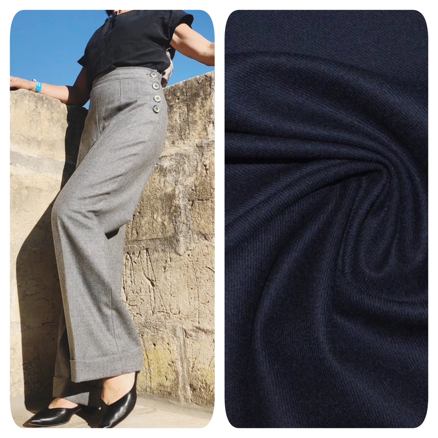 Pantalone Milly in lana Flanella vintagestyle anni 40