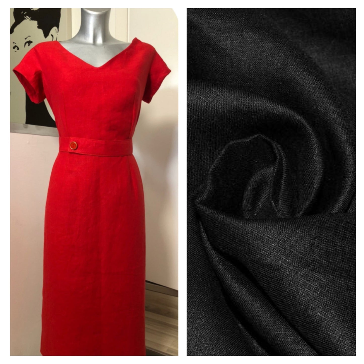 Abito tubino kelly in lino vintagestyle anni 50 su misura