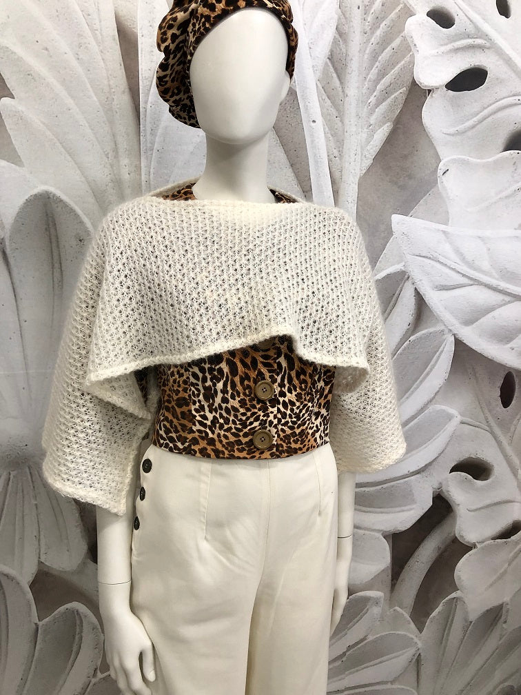 Pantalone Milly in fresco lana panna vintagestyle anni 40 mantella in lana