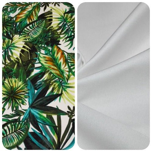 bianco e fantasia verde per realizzare l' Abito Kelly Double in gabardine di cotone