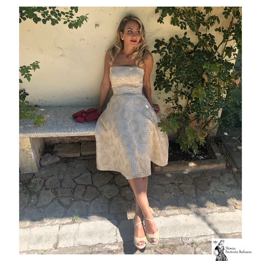 Abito midi mezzaruota Kelly in broccato
