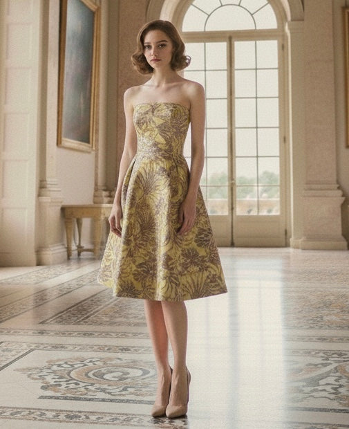 Abito midi mezzaruota Kelly in broccato