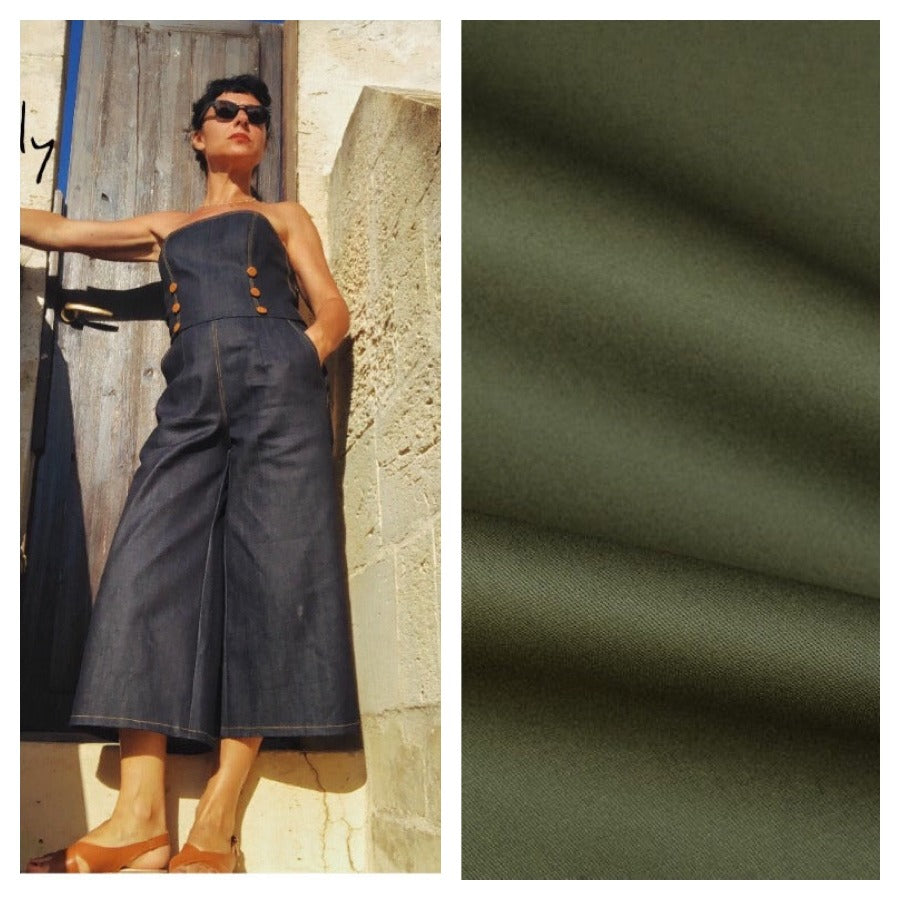 Tuta Kelly 3/4  jeans e gabardine di cotone vintagestyle anni 30
