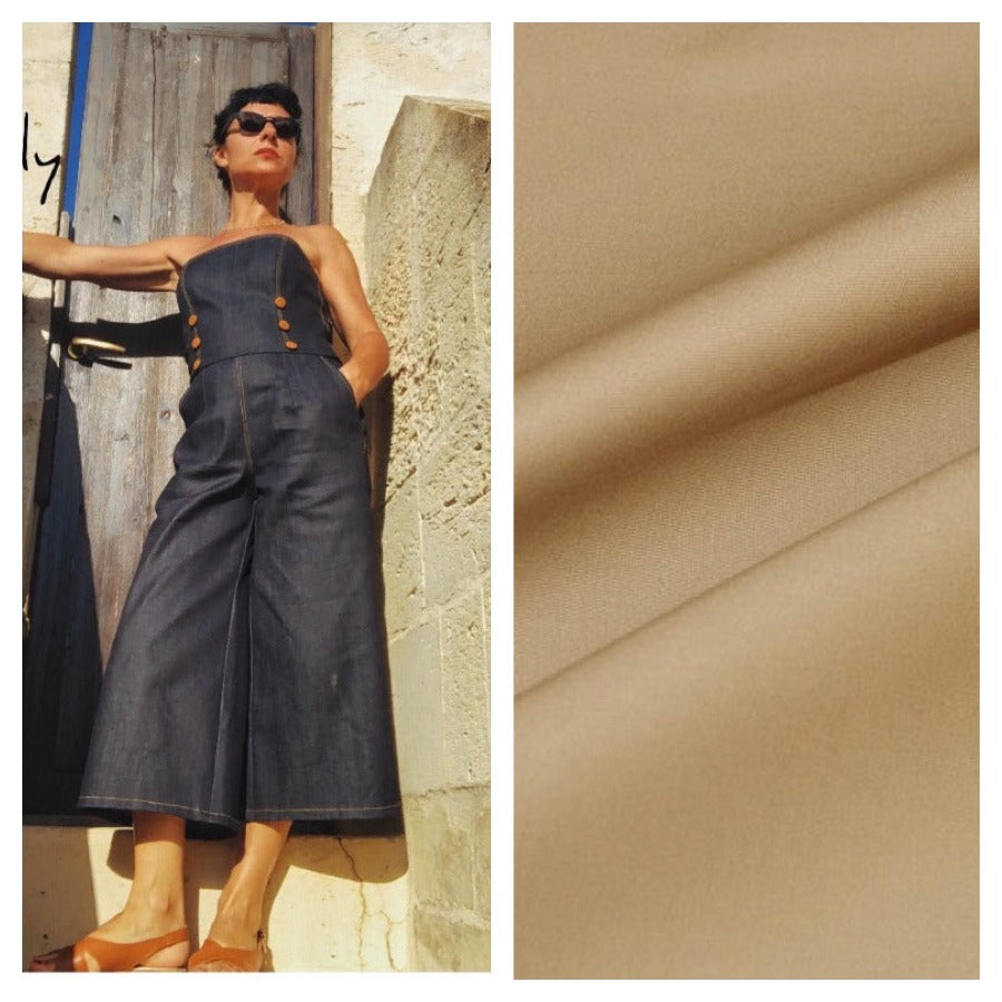 Tuta Kelly 3/4  jeans e gabardine di cotone vintagestyle anni 30
