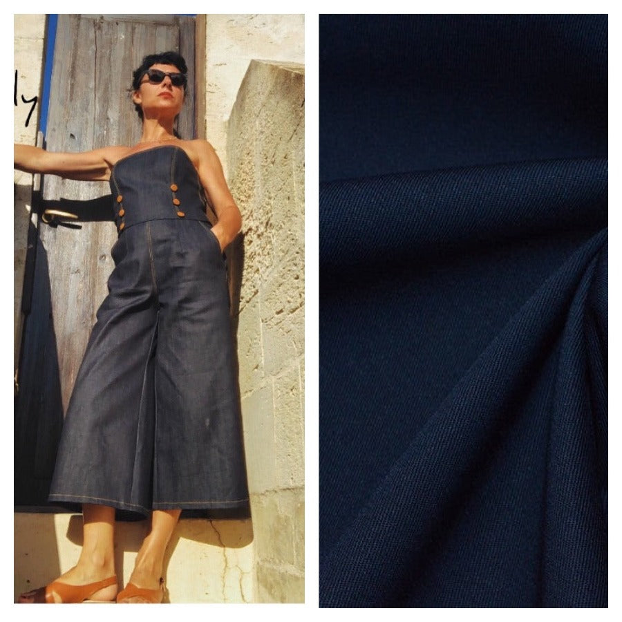 Tuta Kelly 3/4  jeans e gabardine di cotone vintagestyle anni 30