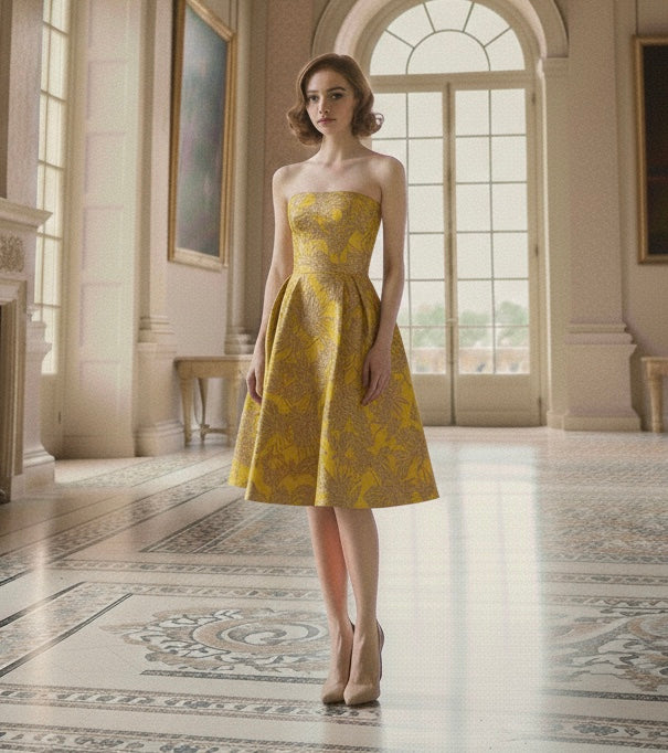 Abito midi mezzaruota Kelly in broccato