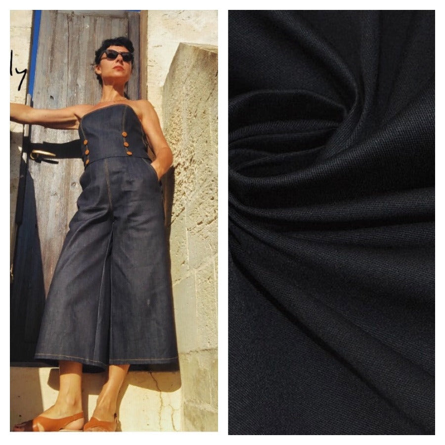Tuta Kelly 3/4  jeans e gabardine di cotone vintagestyle anni 30
