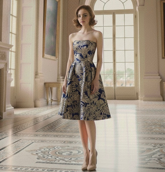 Abito midi mezzaruota Kelly in broccato