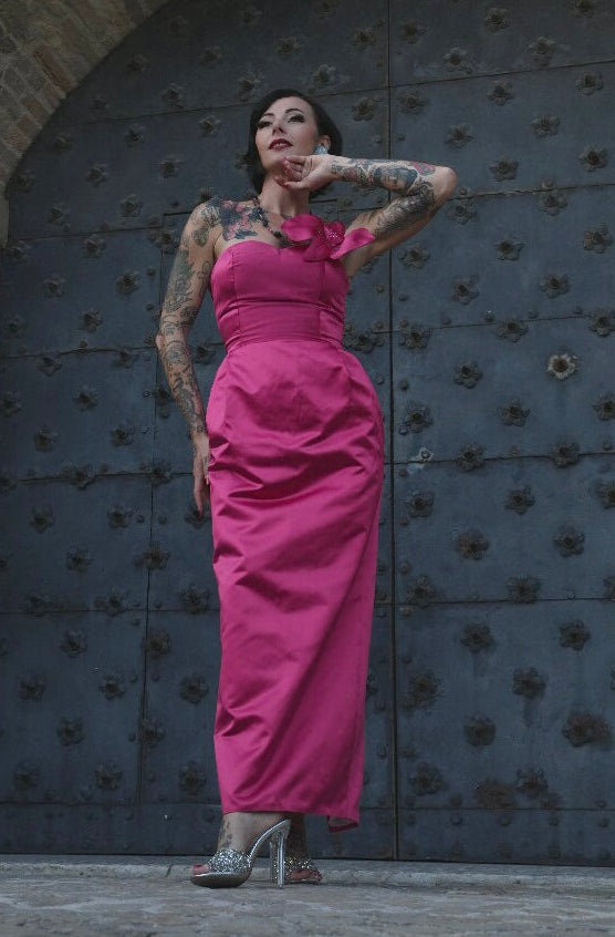 Abito lungo Betzy in seta shantung