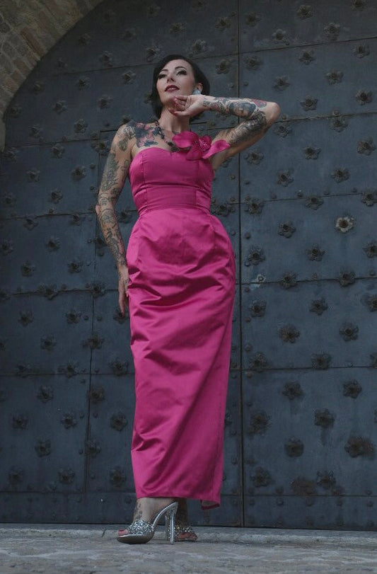 Abito lungo Betzy in seta shantung