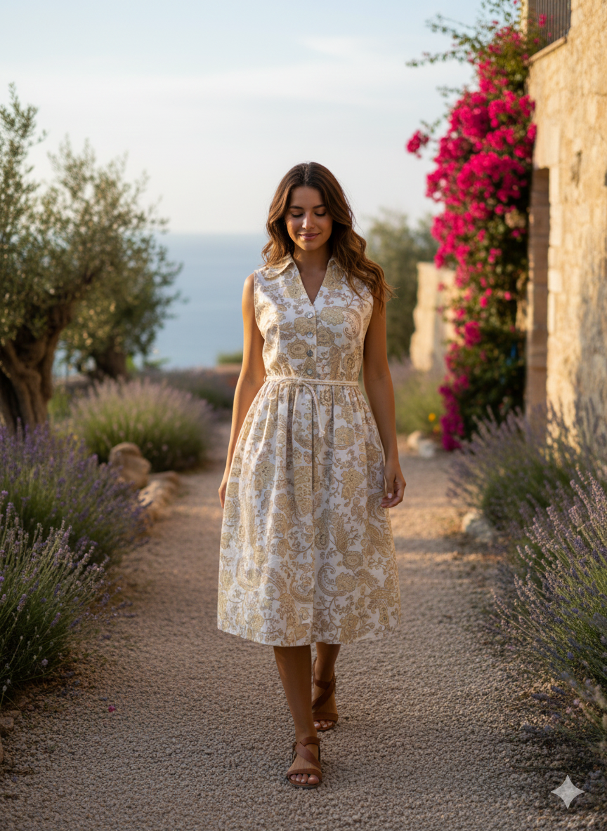 Abito Rita in tessuto vintage 50'style