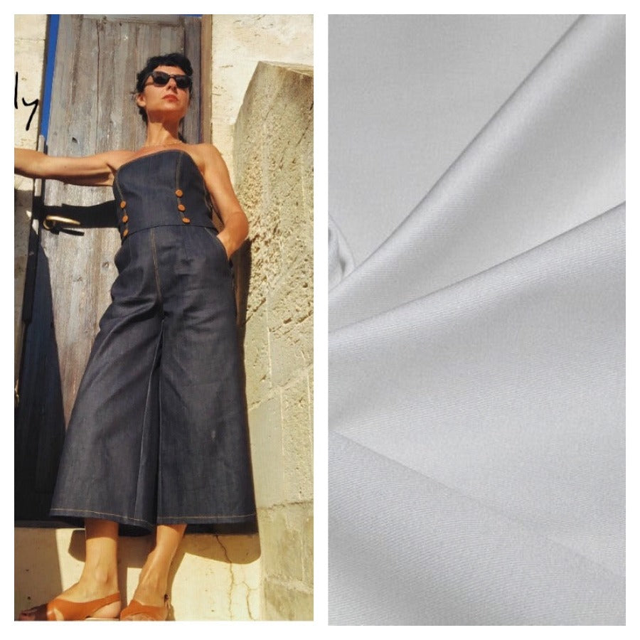 Tuta Kelly 3/4  jeans e gabardine di cotone vintagestyle anni 30