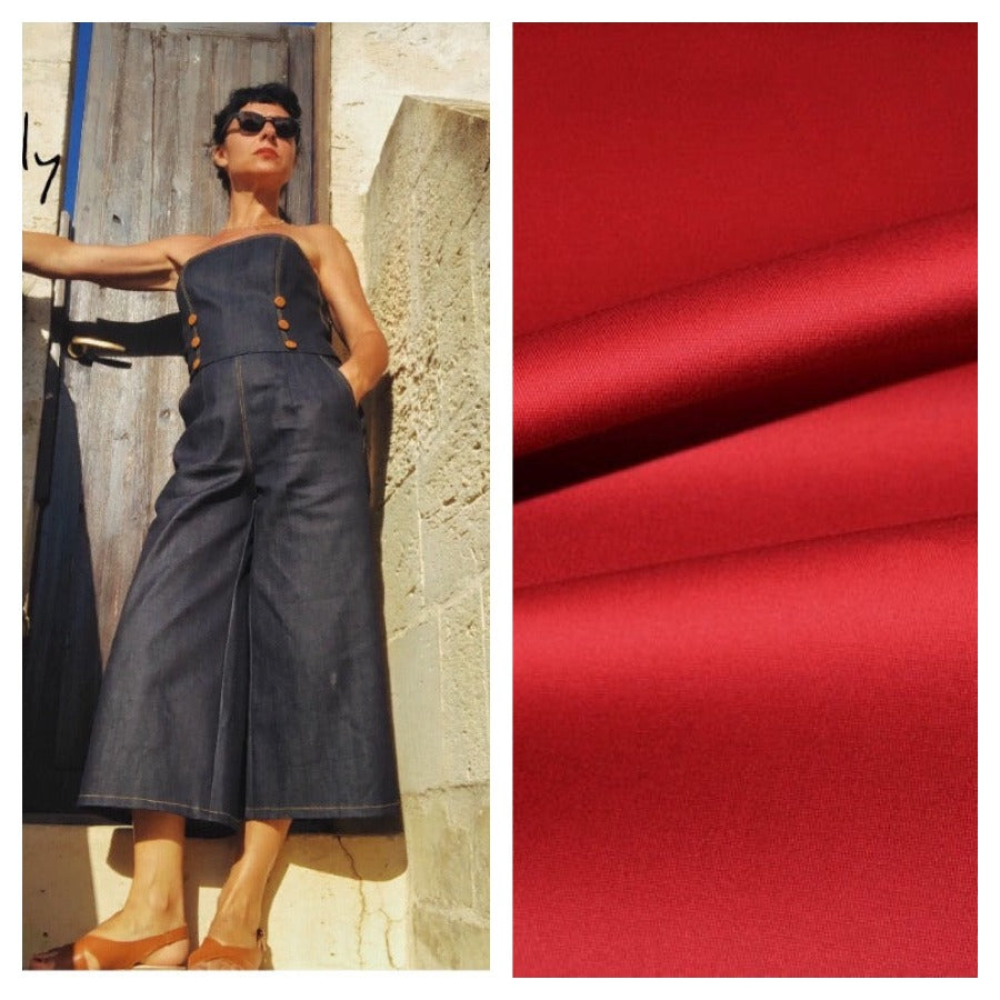 Tuta Kelly 3/4  jeans e gabardine di cotone vintagestyle anni 30