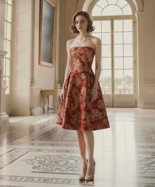 Abito midi mezzaruota Kelly in broccato