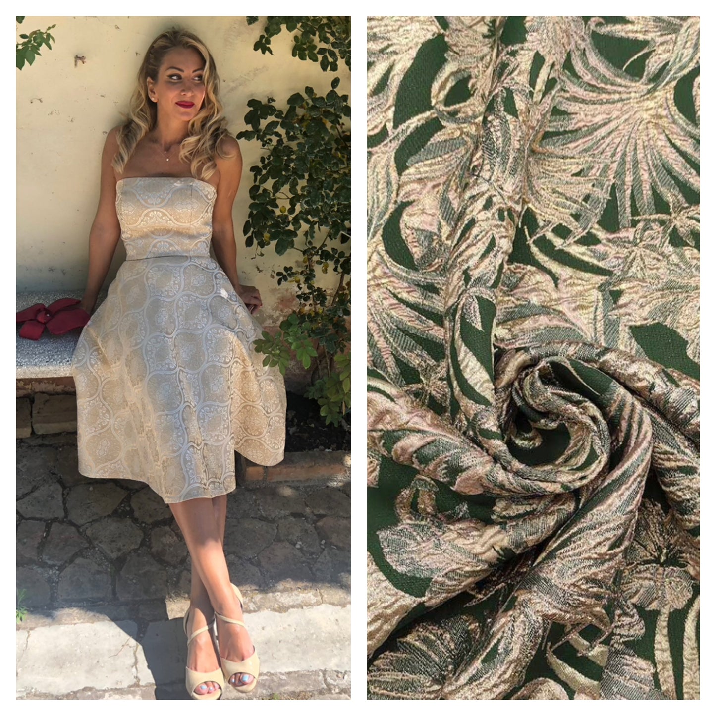 Abito midi mezzaruota Kelly in broccato
