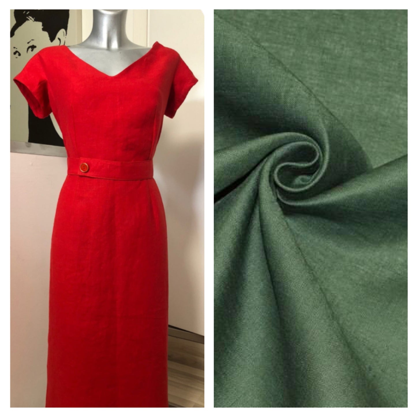 Abito tubino kelly in lino vintagestyle anni 50 su misura
