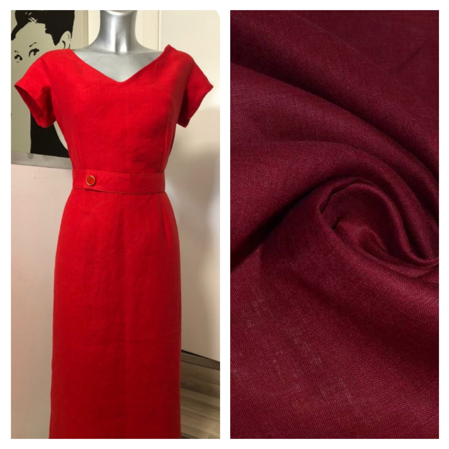 Abito tubino kelly in lino vintagestyle anni 50 su misura
