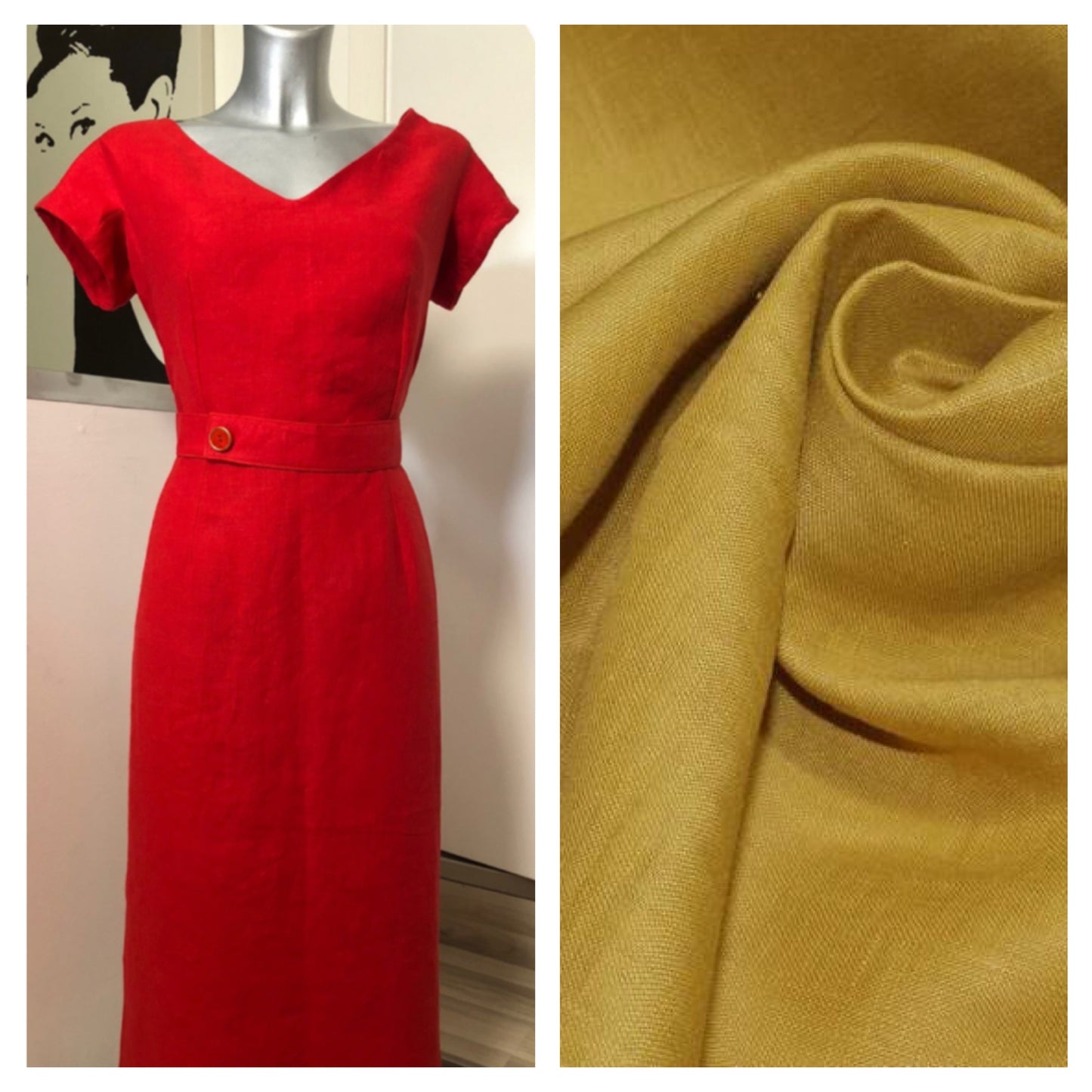 Abito tubino kelly in lino vintagestyle anni 50 su misura