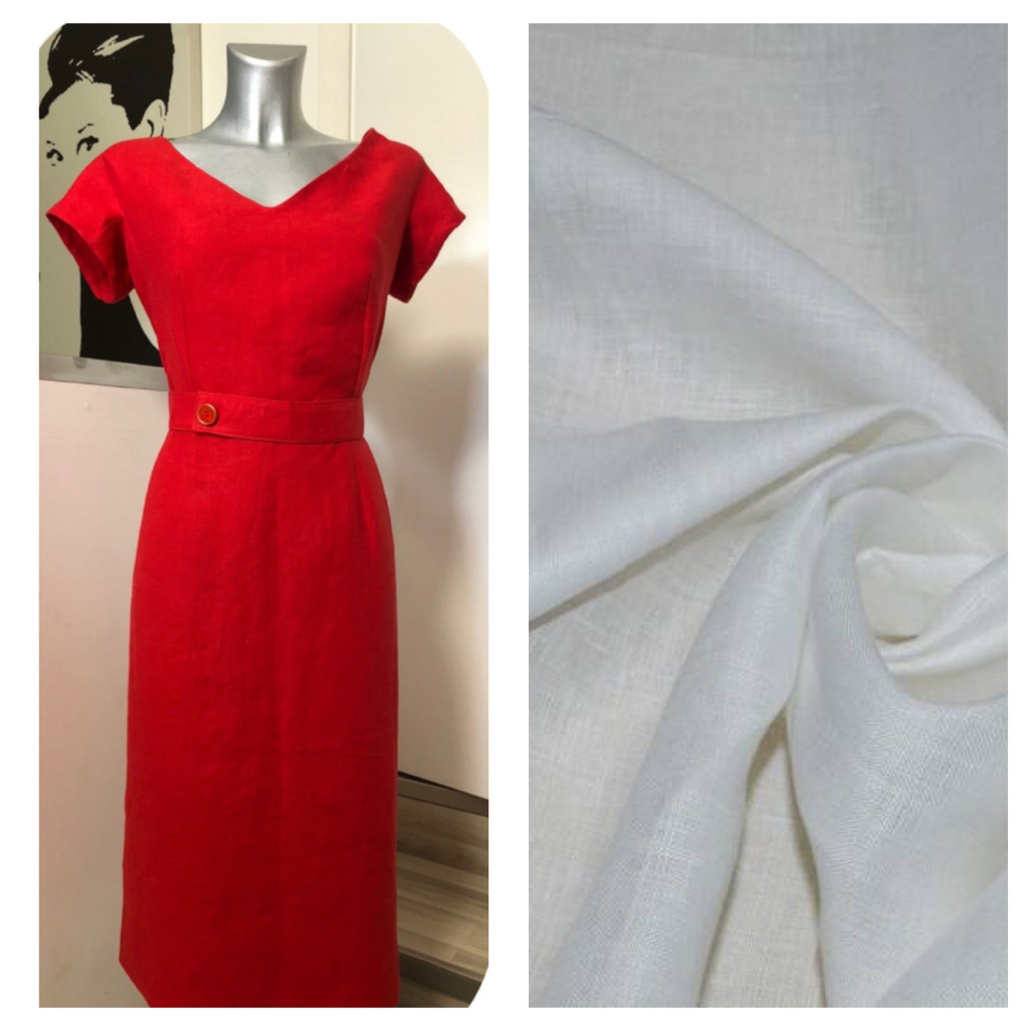 Abito tubino kelly in lino vintagestyle anni 50 su misura