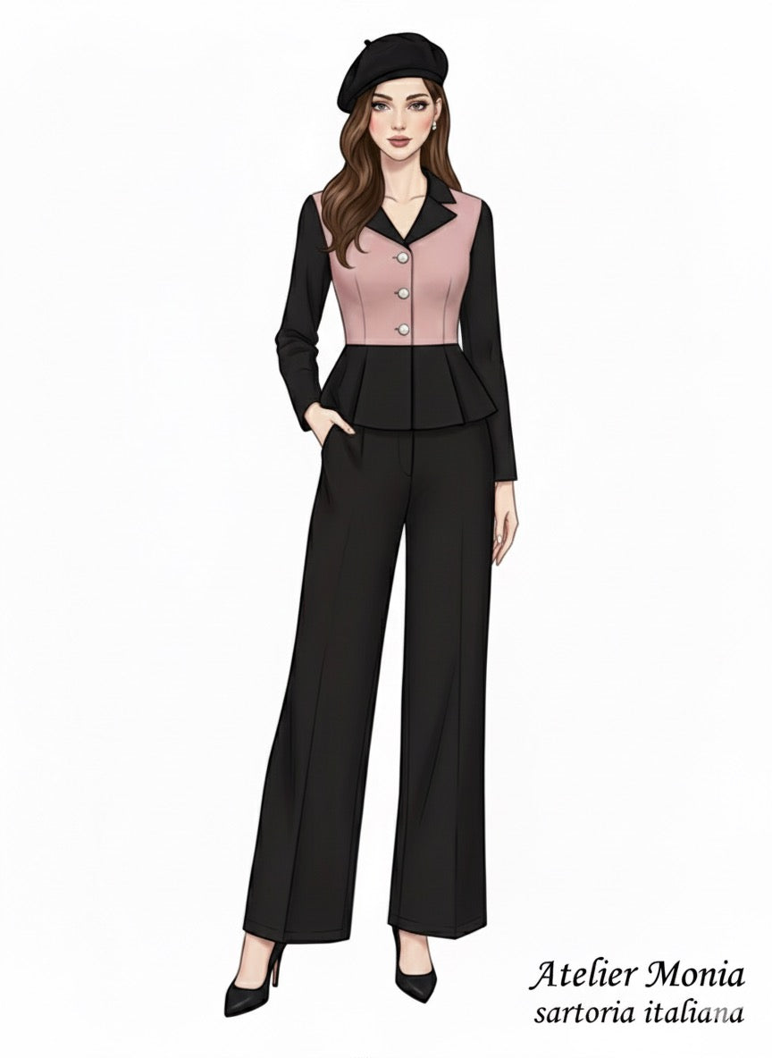 COMPLETO KELLY BICOLOR in lana Charmelaine su misura