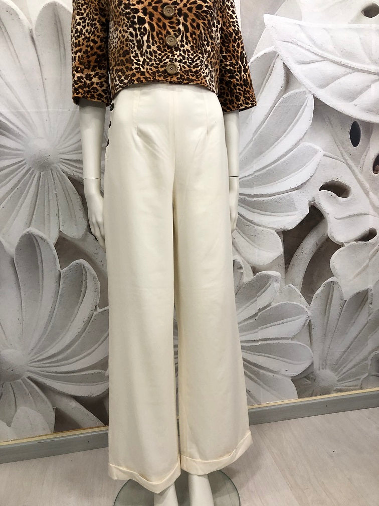 Pantalone Milly in fresco lana panna vintagestyle anni 40