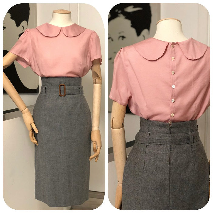 Camicia Katy in mussola di caffè vibtagestyle anni 30
