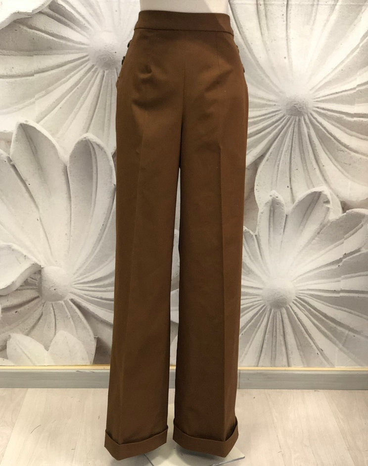 Pantalone Milly vita alta in gabardine di cotone