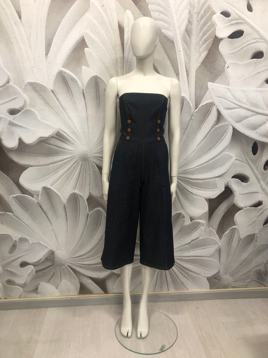 Tuta Kelly 3/4  in jeans e gabardine di cotone vintagestyle anni 30